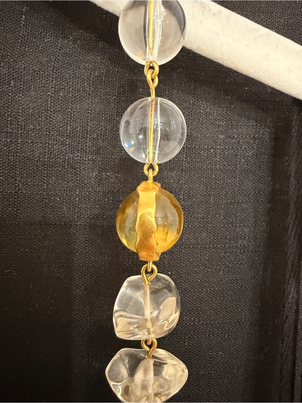 Tory Burch Clear and Gold Beaded Logo Pendant Necklace - Picture 3 of 7